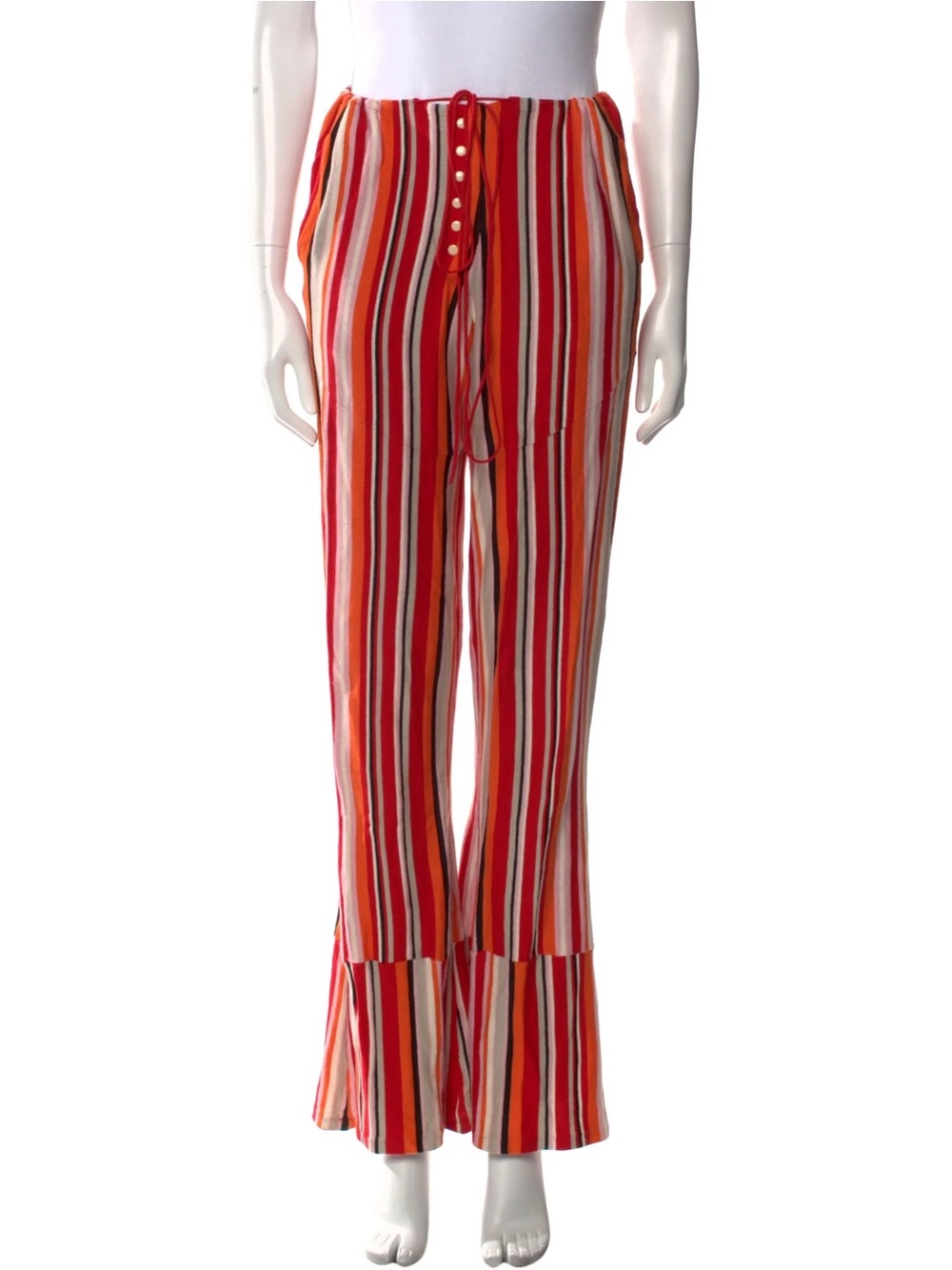Orseund Iris Striped Boot-Cut Pants in Red & Multicolor BOOGIE PANTS
